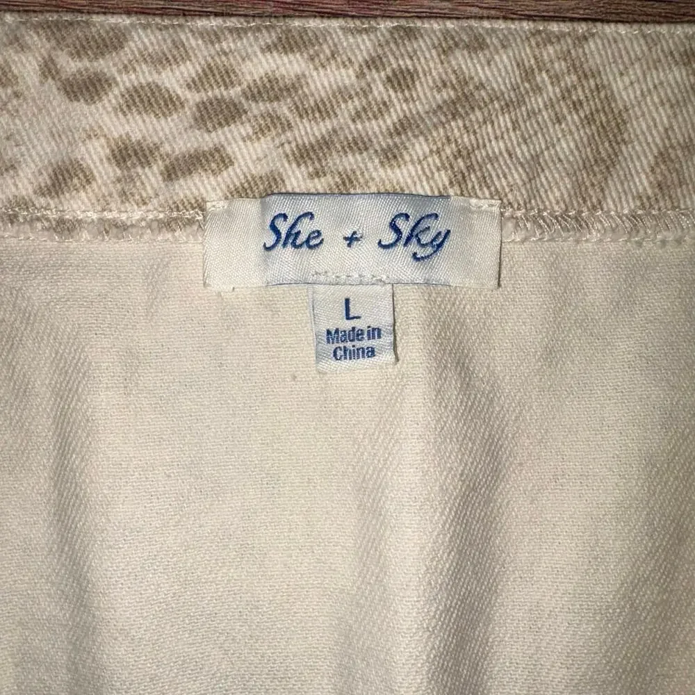 Snakeskin Print Full Zip Mini Skirt Cream Gray Size Large Animal Print She + Sky